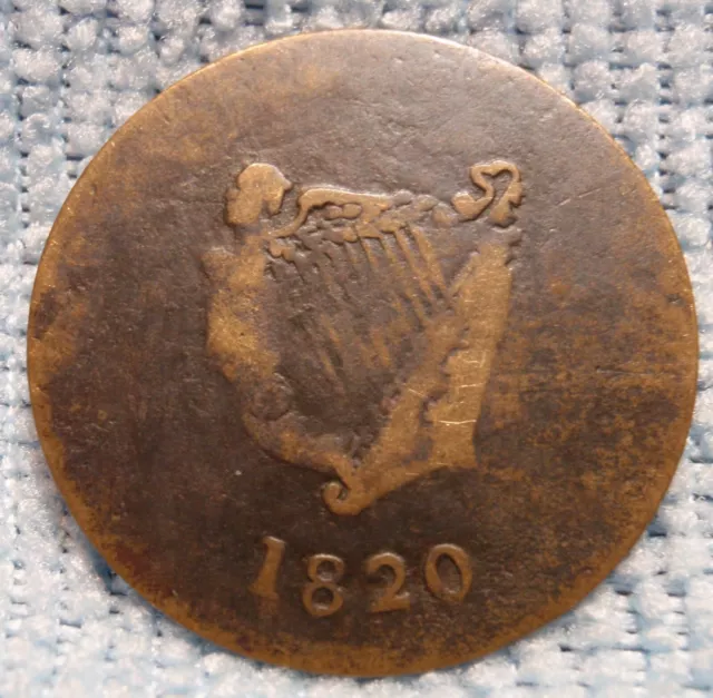 1820 LOWER CANADA 1/2 PENNY GEORGE IV 9 STRINGS Bust and harp token LC-60-17, E2