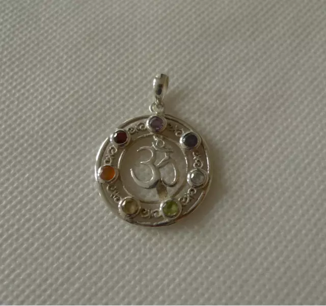 925 Sterling Silver Handcrafted Chakra Pendant Natural Cut Gemstones