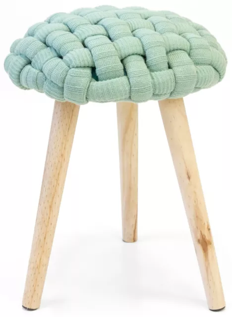 Taburete Braid asiento color verde menta juvenil patas madera maciza 46x36cm