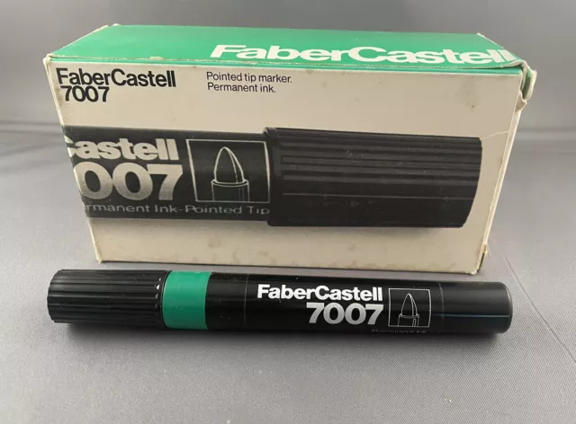 Vintage Faber Castell 7007 Permanent Marker Green Round Tip 64182 Box Of 12