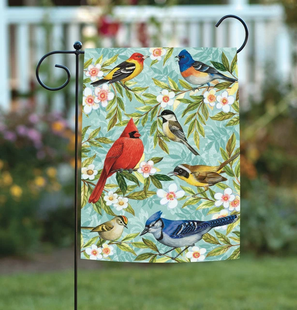 Toland Bird Collage 12..5 x 18 Colorful Cardinal Jay Flower Spring Garden Flag