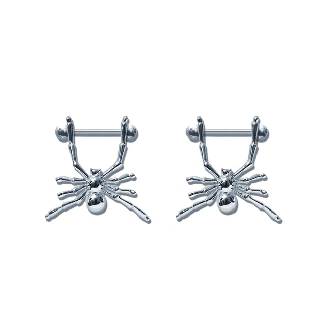 Pair of Steel Barbell w/Nipple Shields Rings, 14 Gauge-114