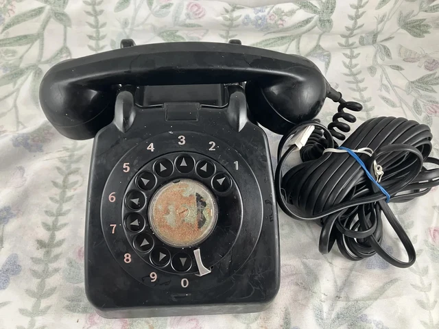 GPO TELEPHONE - black TEL/IK/ATS - converted to BT cable, spares/repair ...