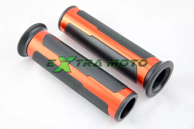 Manopole gomma alluminio anodizzato moto scooter ergal universali ARANCIO 037