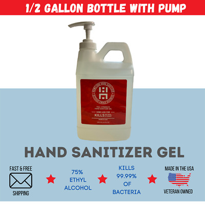 [64OZ] Half Gallon Gel Hand Sanitizer With Pump  | 75% Alcohol | Made in USA
