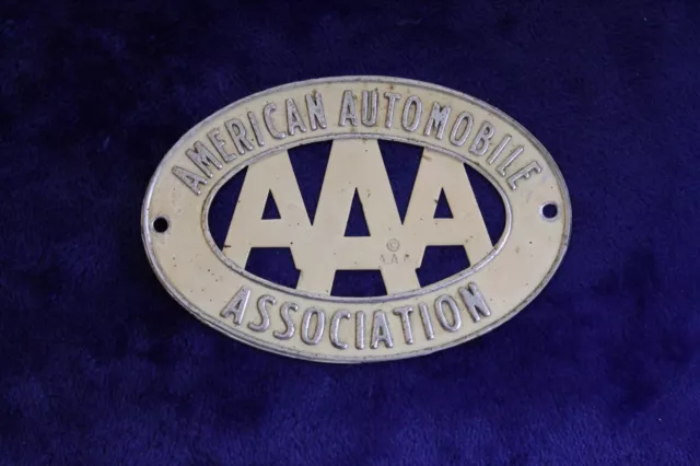 Vintage AAA American Automobile Assoc. License Plate Topper Sign Accessory Badge