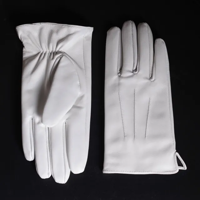 Men's Real Leather Winter Wedding Marching Cadet Navy Army Police White Gloves 2