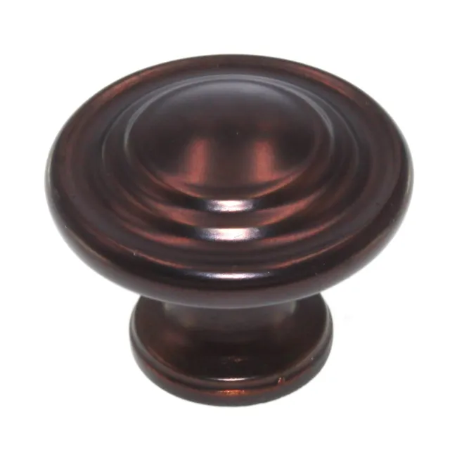 12 Pack Style Selections Designer Aged Bronze Ringed Round 1 1/4" Knob 40904