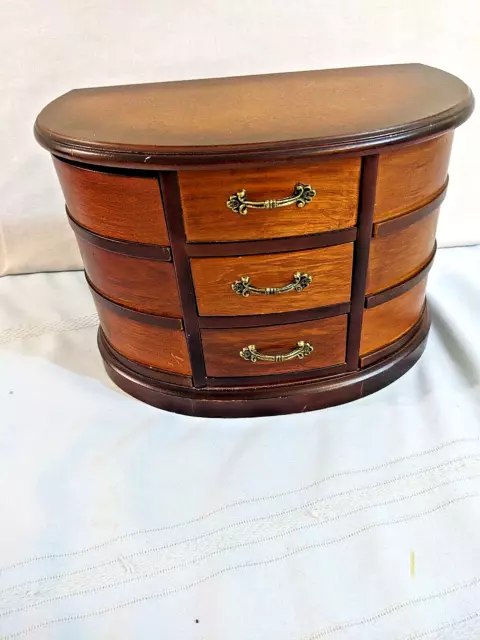 Mele Wooden Jewelry Box;   Three Tier W/Mirror, Multiple Compartments