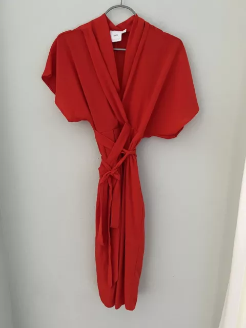 ASOS Maternity Size 4 Maxi Dress Bright Tomato Red Short Ruffle Sleeve
