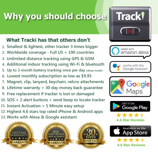 Tracki 4G GPS Tracker Vehicles Tracking device Car kids Mini magnetic Real time 2