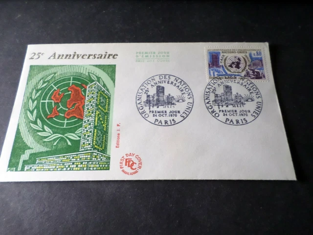 FRANCE 1970, FDC 1° jour, 25° ANNIVERSAIRE NATIONS UNIES, ONU, VF EUR 1