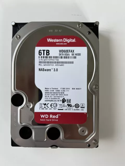 Disque dur 3,5" Western Digital RED 6To WD60EFAX (5400RPM SATA III, 256Mo Cache)