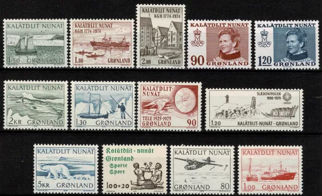 1974 / 1976 Groenlandia Annate Complete 13 Valori Mnh Mf103267