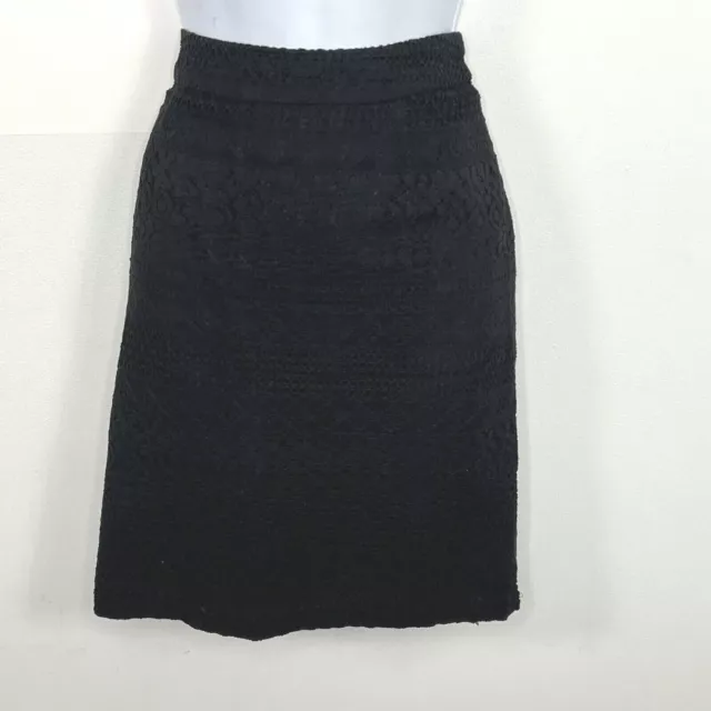 Lord & Taylor Womens Skirt Sz 6 Black Crochet Lace Knee Length Straight Pencil