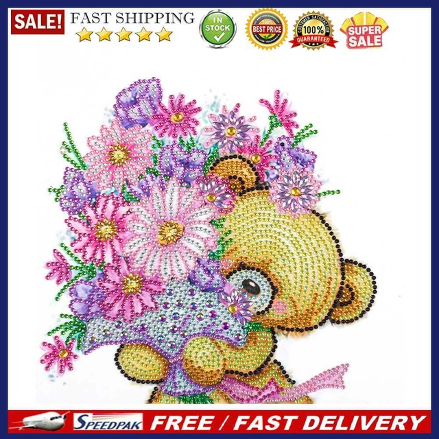 5D DIY Partial Drill Special Shape Cartoon Bear Rhinestone Diamond Drawing Kit