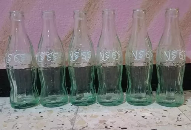Lot six old cocacola  bottle  collection 1986 glass 19CL arabic writting vintage 2