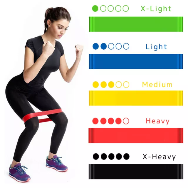 Resistance Bands Set or Singles - Exercise Glutes Yoga Pilates Home Gym Workout