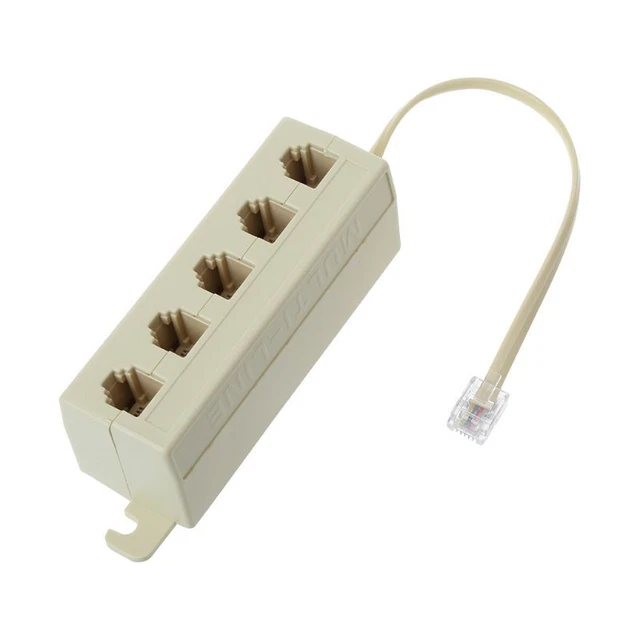 RJ11 Telephone Splitter 6P4C Male to 5 Way 6P4C Female Outlet Modular Splitter