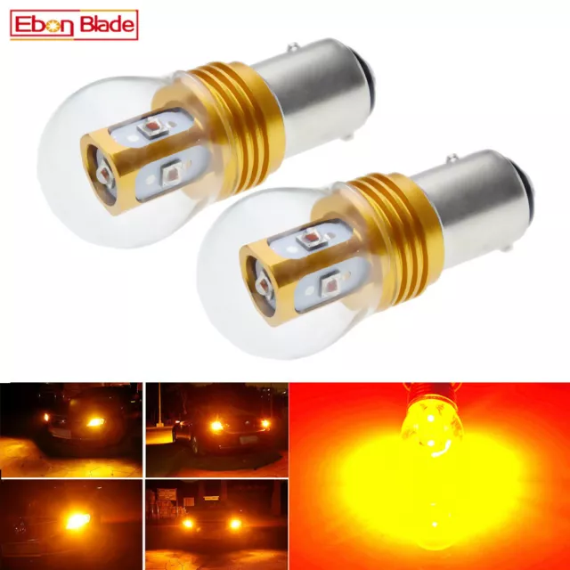 2x 1157 BAY15D P21/5W LED Bulbs For Car Indicator Turn Signal Light Amber Yellow