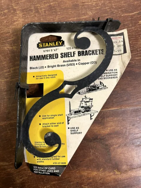 Vintage Stanley 2-Pack Hammered Shelf Brackets Black V791 5x7”