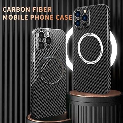 Coque en fibre carbone magnétique de charge sans fil For iPhone 13 12 11 Pro Max