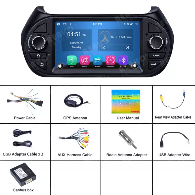 Per Fiat Fiorino /Citroen Nemo Autoradio Android 13.0 GPS Navi WIFI CarPlay 32G