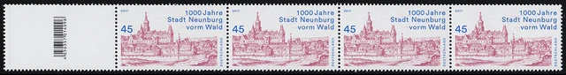 3290 Neunburg vorm Wald, 4er-Streifen mit Nummer und Codierfeld, **
