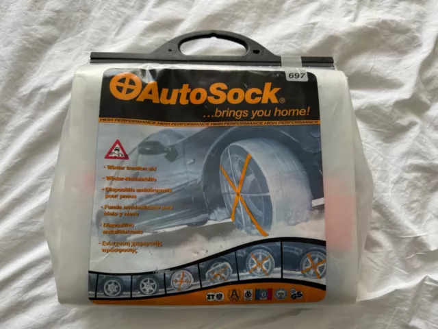 Pair of New Unopened AutoSock snow socks for large tyres or SUV's. Size 697.
