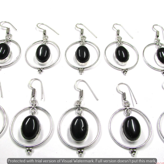 Black Onyx 50 Pair Wholesale Lot 925 Sterling Silver Earring NLE-2354