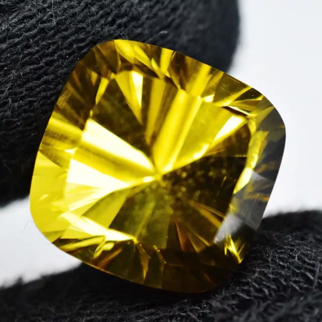 16.40 CT Naturel Citrine Jaune Coussin Concave Coupe Igl Certifié AAA+ Gemme