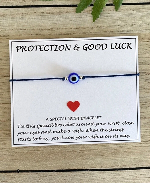 EVIL EYE Wish Bracelet Lucky Protection. Adjustable  Good Luck Jewelry 