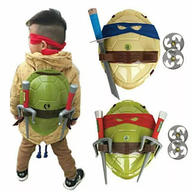 Kid Boys Teenages Mutant Ninja Turtles Party Costume Turtle Back Shells Mask Toy