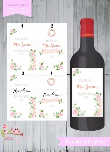 Personalised Birthday Wine Bottle Sticker - Floral Flower Thank You