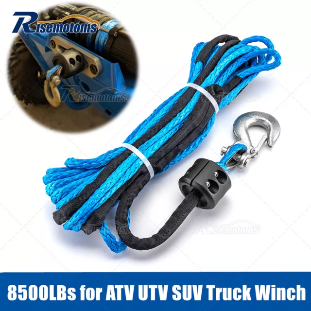 5/16" x 50' Synthetic Winch Rope Winch Hook Stopper For ATV UTV Jeep 8500LBS