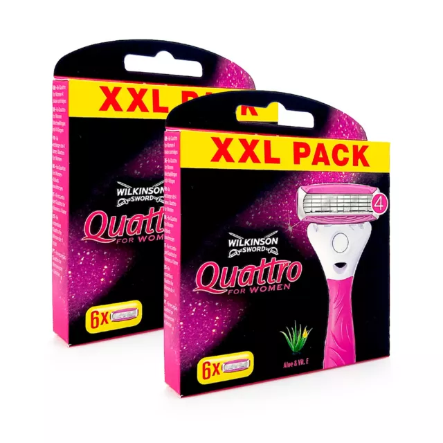 12 x Wilkinson Quattro for Women Rasierklingen Klingen mit Aloe und Vitamin E