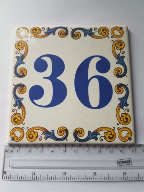 Vintage Ceramic Tiles House Number 36