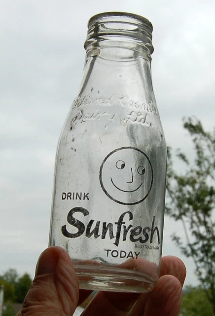 milk bottle :  lovely 1950's Midland Counties "SUNFRESH" : dairy school 1/3