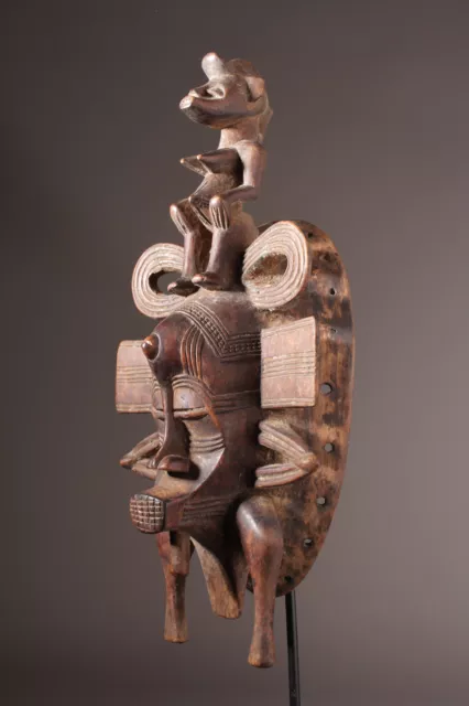 12727 Senufo Kepelie Mask Poro Iconic Ivory Coast Metalldisplay Includes 3