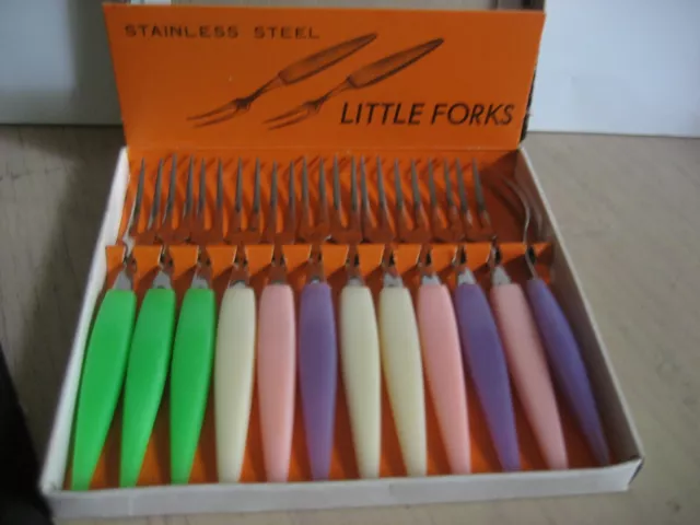 Vintage Retro  Stainless Steel Savoury 'Little Forks'