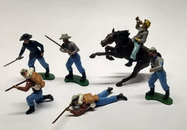 DEETAIL Britains ltd 1971 CIVIL WAR 7 SOLDIERS HORSE UNION CONFEDERATE BLUE GREY DEETAIL Britains ltd 1971 CIVIL WAR 7 SOLDIERS HORSE UNION CONFEDERATE BLUE GREY