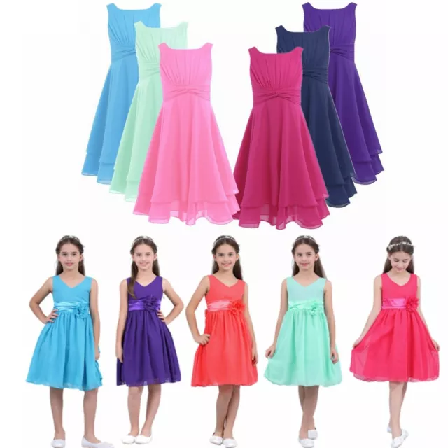 UK Flower Girl Wedding Bridesmaid Dress Evening Party Ball Gown Princess Costume