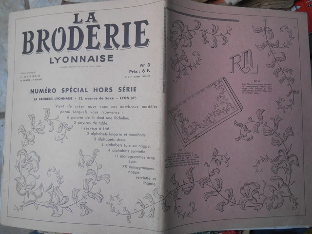 Revue Ancienne La Broderie Lyonnaise N°1077 - 1er Novembre 1951, Occasion, Collection Broderie