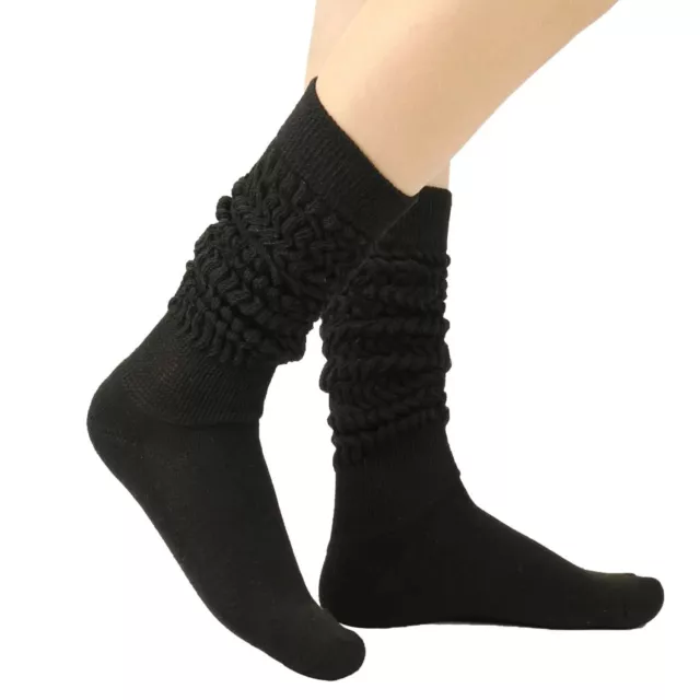 WOMEN'S EXTRA LONG Knee High Heavy Slouch Socks Scrunch Baggy Thick ...