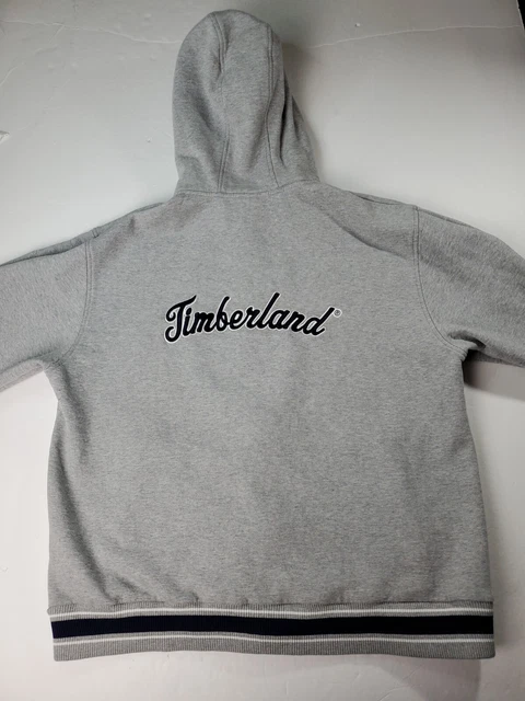 Timberland Hoodie 2XL Mens Gray Full Zip Long Sleeve Sweatshirt Embroidered