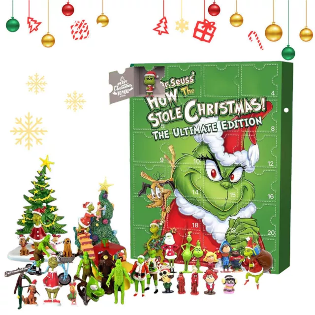 2023 Christmas Advent Calendar 24 Grids Blind Box Grinch’ Toys Gift Boxes Decor