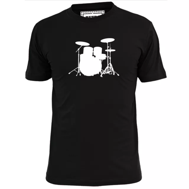 Tamburo Kit Silhouette T-Shirt Musica Rock Drummer