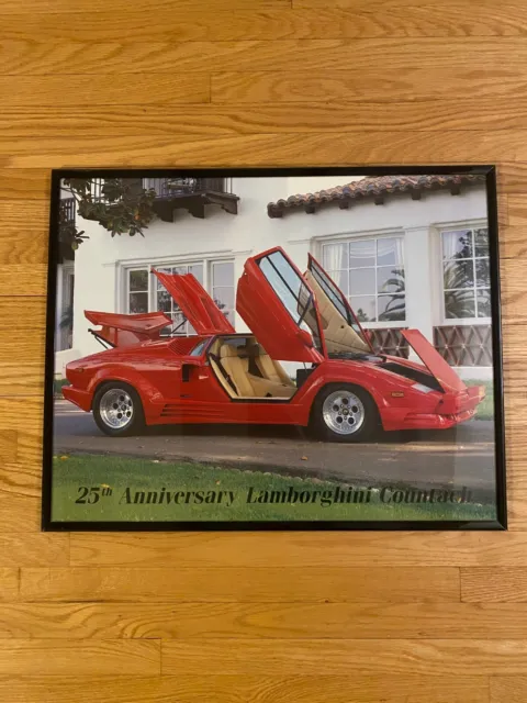 Red 25th Anniversary Lamborghini Countach 1989 Framed 20" x 16" photo print car