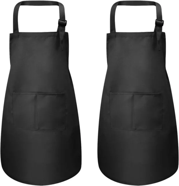 2 Stck. schwarze Kinderschürze mit Taschen, verstellbare Kinder Kochschürzen