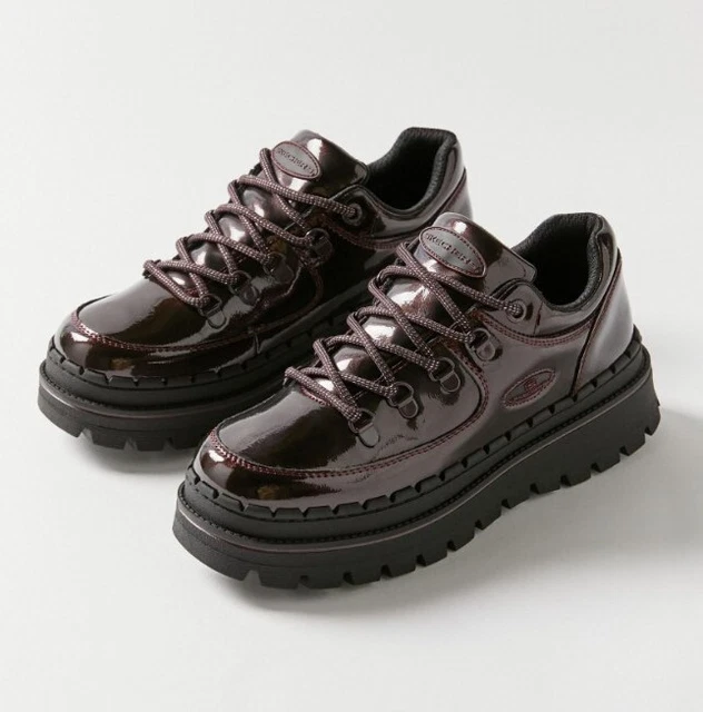 Sketchers Jammers Cool Block Oxford Shoes Burgundy Blood Red Women’s Size 9 NWOB